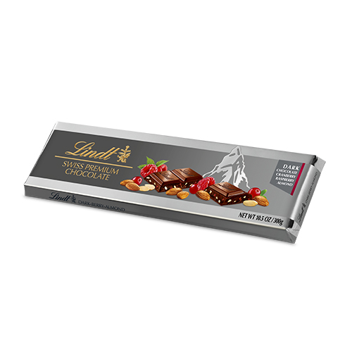 CHOCOLATE CON ALMENDRAS Y FRUTOS ROJOS.